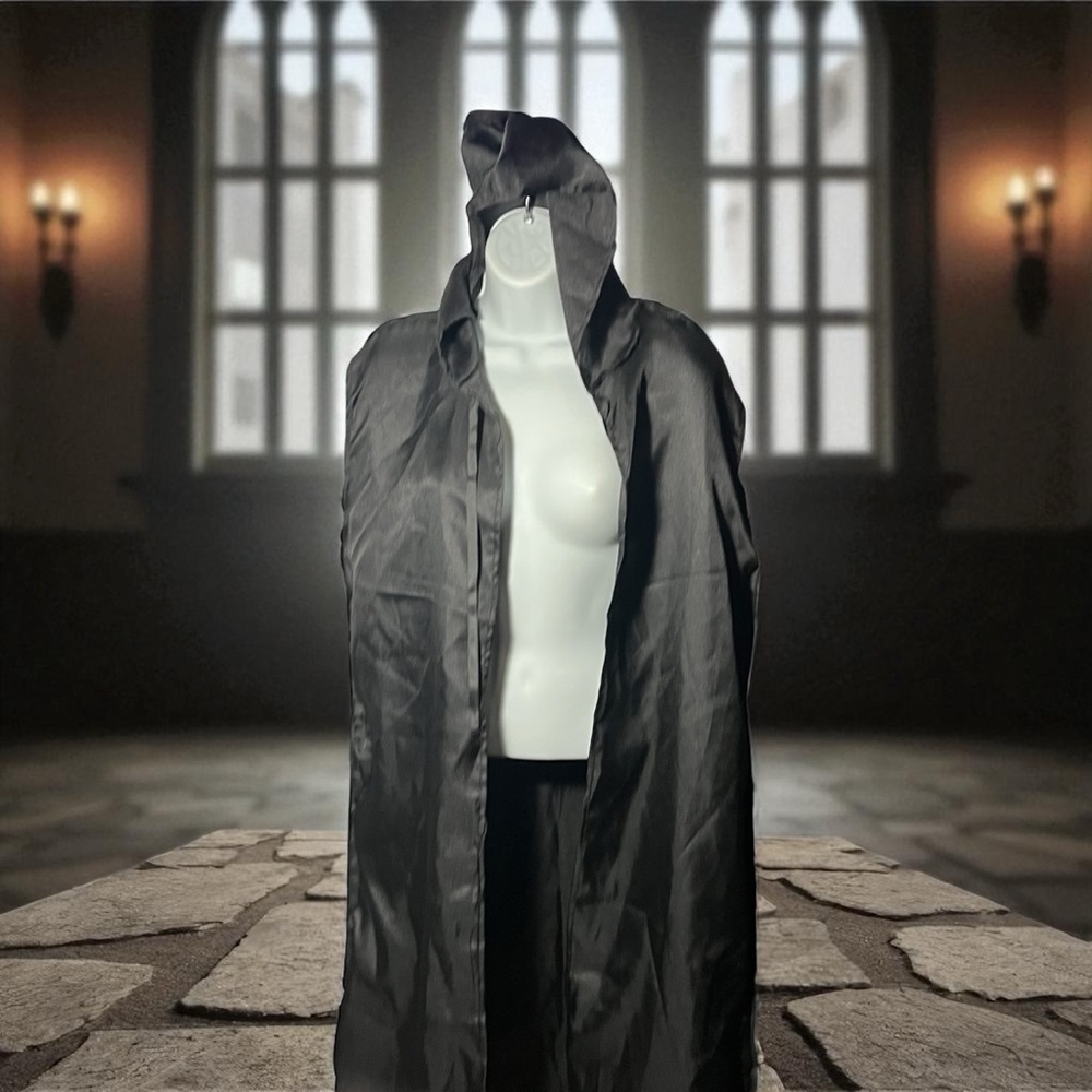 Elegant Black Hooded Cloak – Size 3 (Medium)